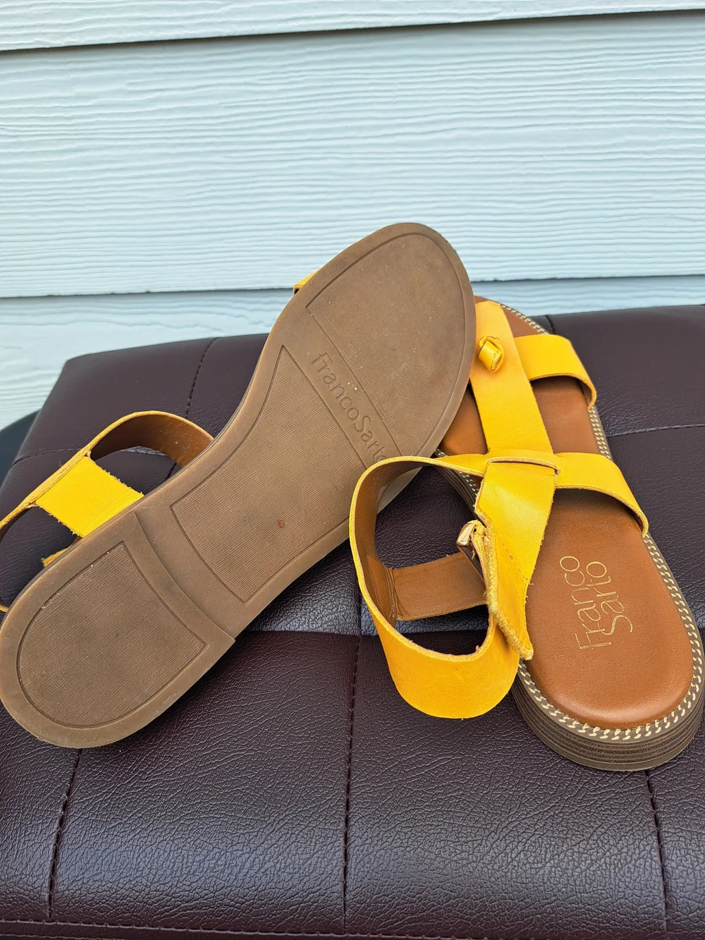 Franco Sarto Women's Yellow Leather Slingback Sandals